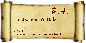 Presburger Anikó névjegykártya